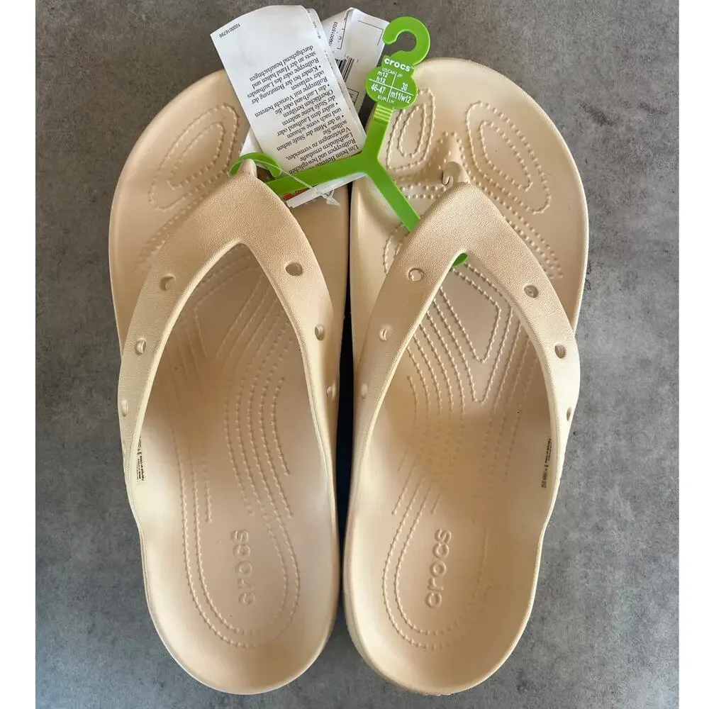 Crocs classic flip v2 Cream NEW mens size 12 flipflop thong sandals comfort NWT